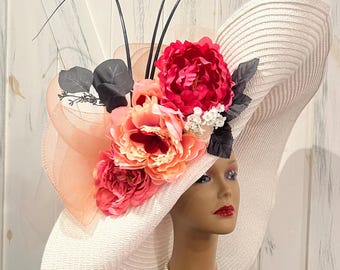 Kentucky Derby Hat Large Silver Gray Straw Saucer With Light  display picture 1