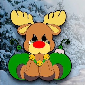 REINDEER AND ORNAMENTS Multi Layer Die Cut Embellishment for scrapbooking