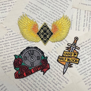 Embroidered Patches - Various Bookish - Percy Jackson, Caraval, and Iron Widow