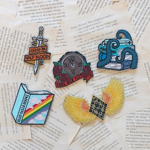 Embroidered Patches - Various Bookish - Percy Jackson, Caraval, Queer Books, Tentacles, and Iron Widow