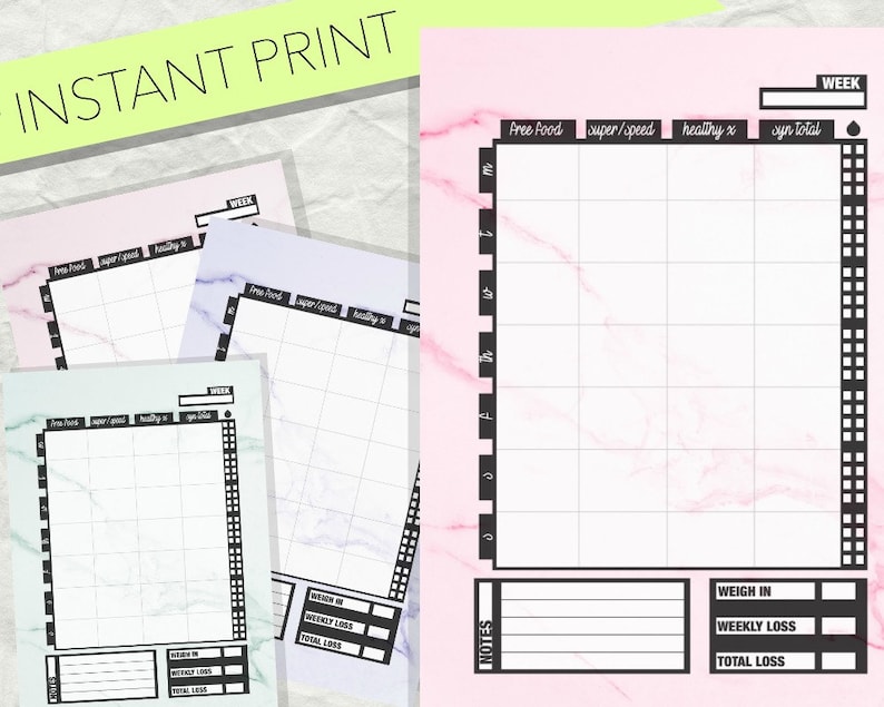 Slimming World Weekly Tracker / Meal Planner / A4 Printable in | Etsy
