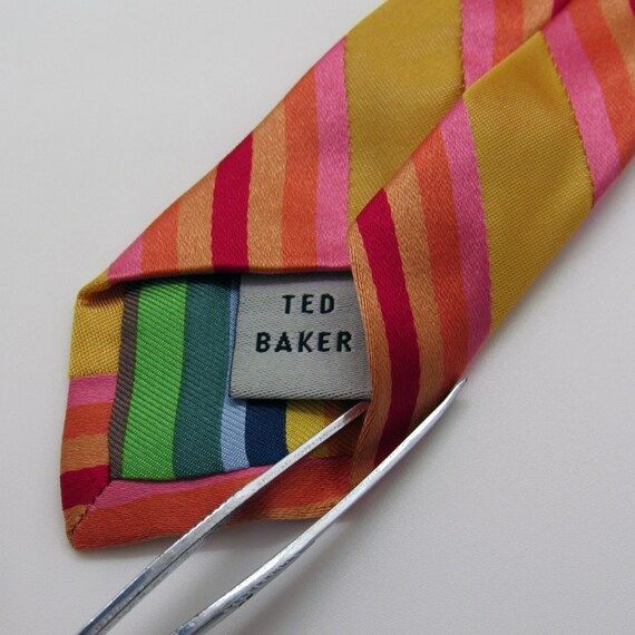 Ted Baker London Mens Necktie - Yellow w/ Pink, R… - image 8