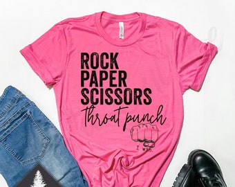 Rock Paper Scissors Throat Punch T-Shirt: Dark Humor Shirt