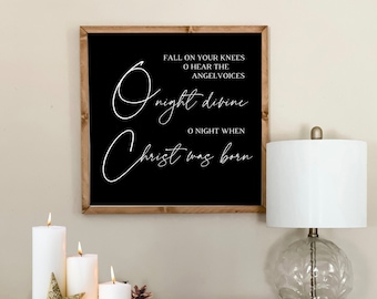 O Night Divine Sign: Rustic Christmas Wall Decor