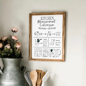 Kitchen Measurement Conversion Sign, Kitchen Decor, Bakery Decor, Kitchen Sign, Unique Gift