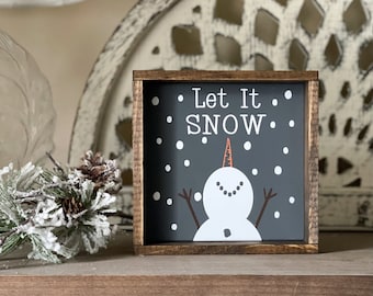 Let It Snow Sign, Snowman Sign, Winter Decor, Christmas Decor