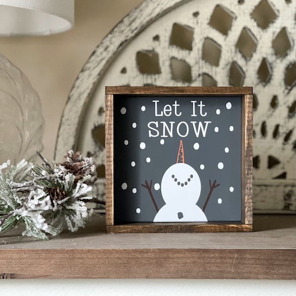 Let It Snow Sign, Snowman Sign, Winter Decor, Christmas Decor