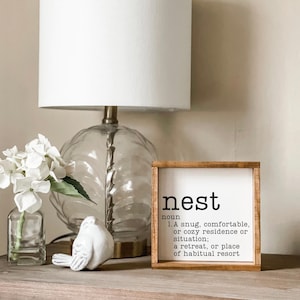 Nest Definition Sign: Farmhouse Family Room Decor