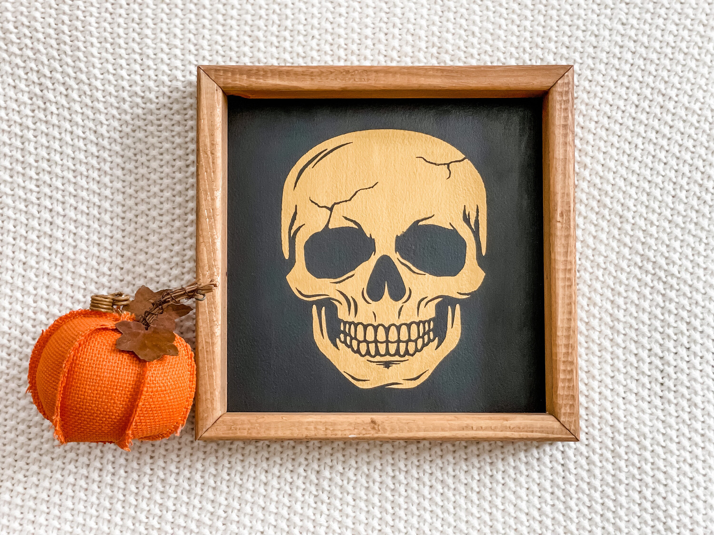 Skull Sign Halloween Sign Gold Skull Fall Decor Halloween Etsy