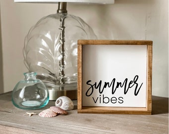 Summer Vibes Sign: Beach House Tiered Tray Decor