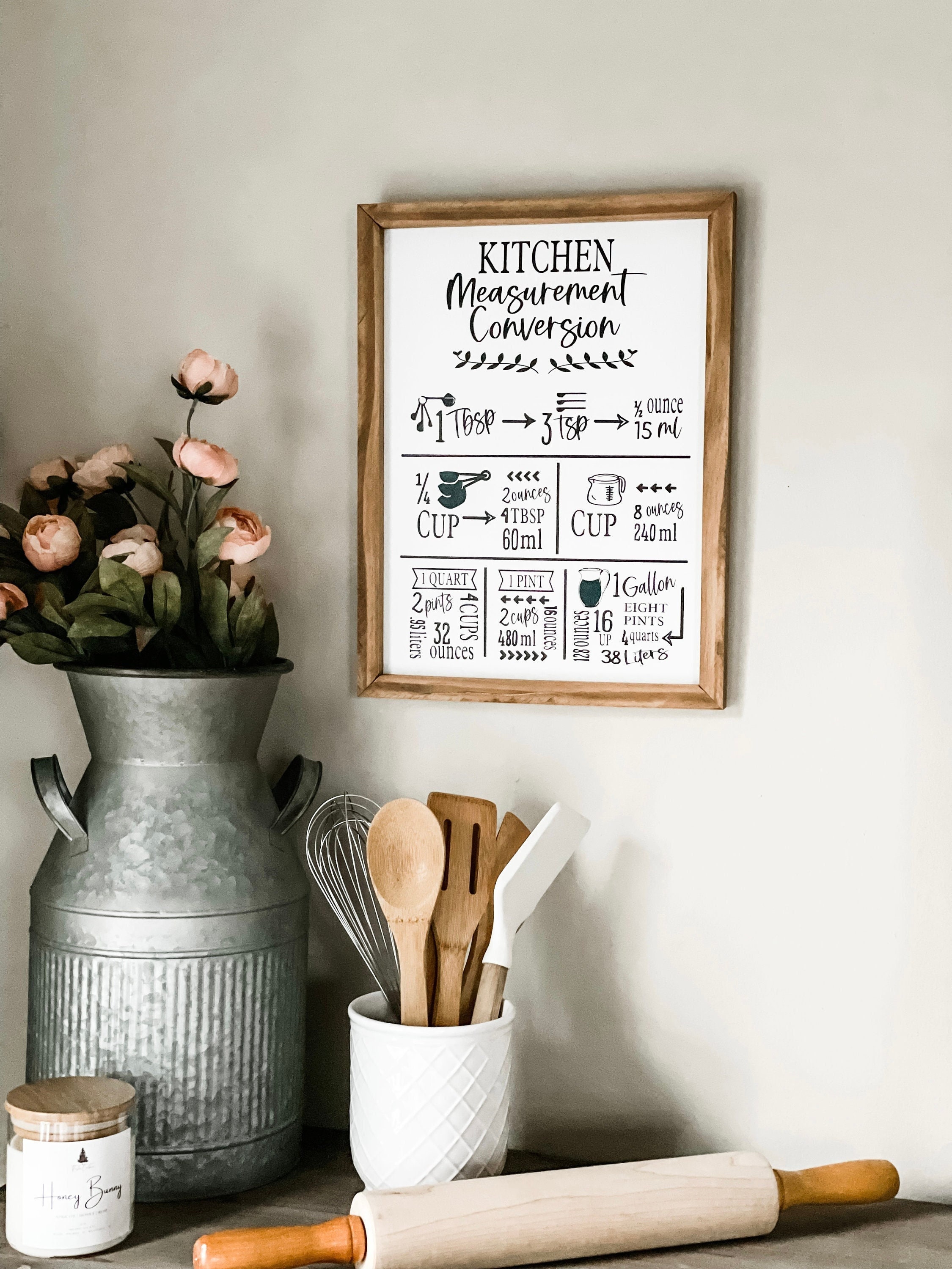 Kitchen Measurement Conversion Sign, Kitchen Decor, Bakery Decor, Kitchen Sign, Unique Gift