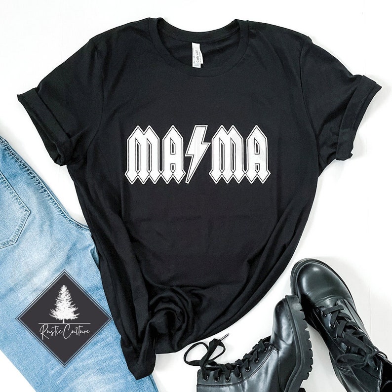 Classic Rock AC/DC Retro Lightning Bolt Mama Shirt Trendy - Etsy