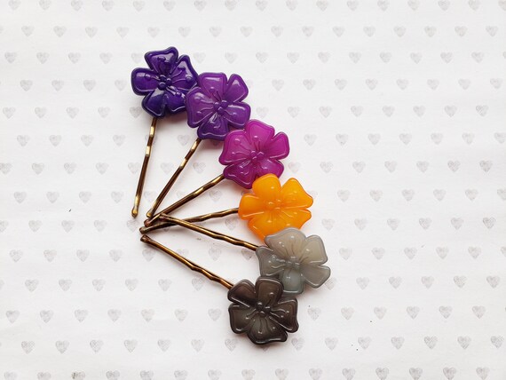 Flower hair pins set of 6 by Buch and Deichmann, 1