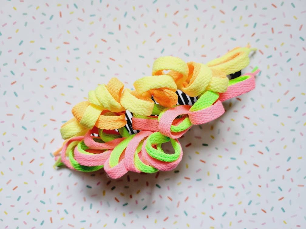 Banana Clip Neon Shoelace Hair Clip 80s 90s Fashion Etsy