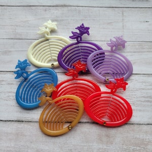 Set of 7 Buch and Deichmann Circle Banana Clips, 1981 Unused Nylon Hair Accessory