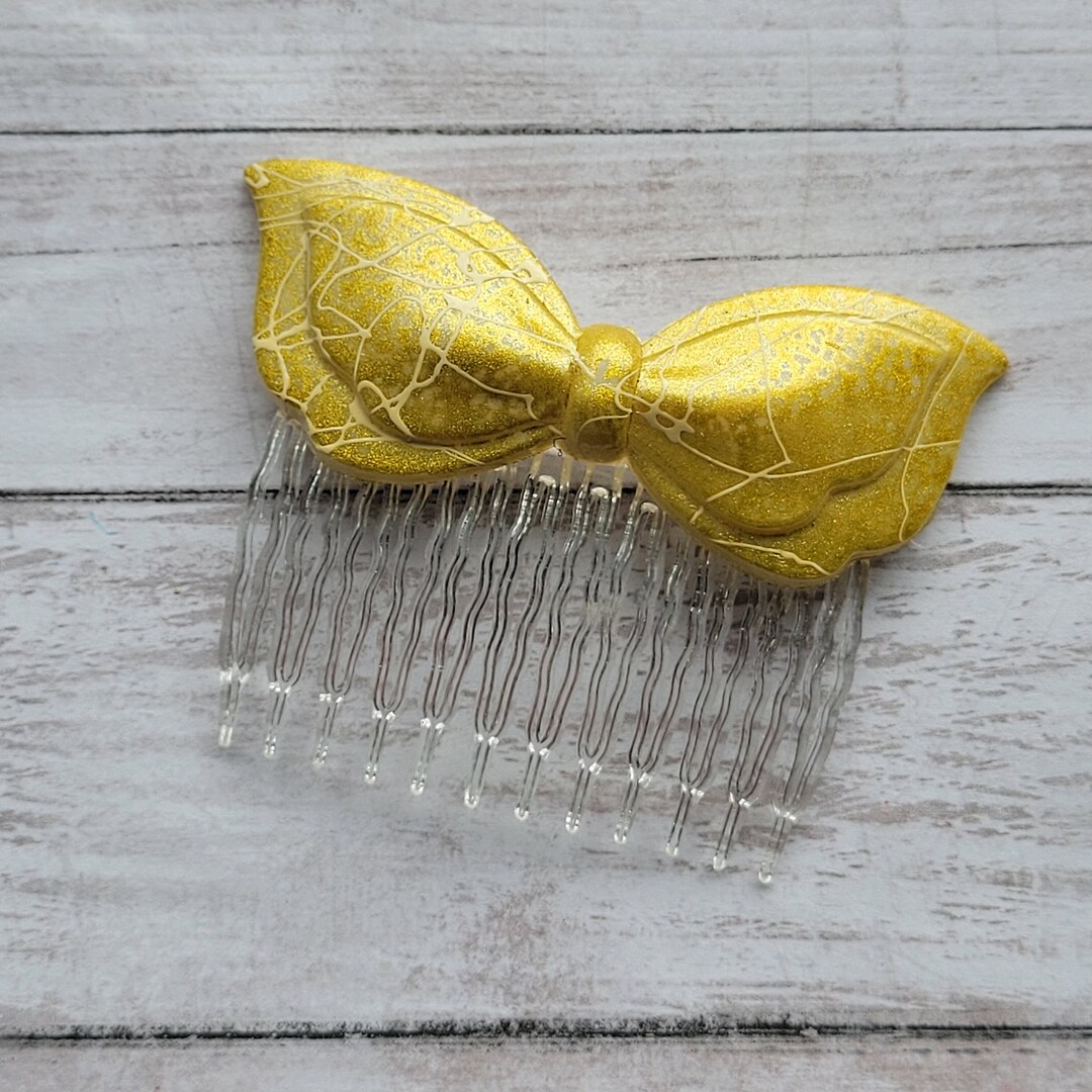 Gold Bow Vintage Plastic Side Comb From the 80's, Unused Vintage Hair