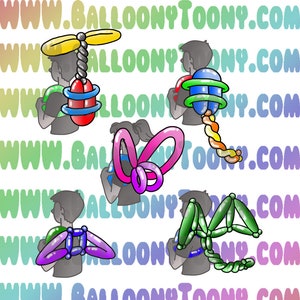 Rucksack Ballon Tier 5 Bilder Bundle - Ballon Menü Clipart