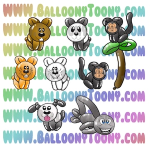 Specjalne wydruki Juana Gonzalesa Zwierzęta Balon Zwierzę Obraz PAKIET - Menu balonów Clipart - Specjalne wydruki w LaRocks.com