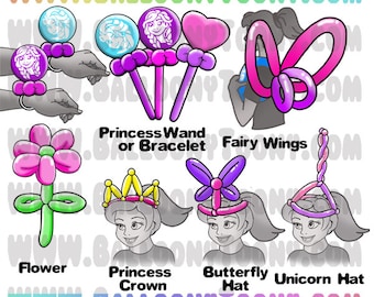 Festival Wearable Pretty Stuff Balloon Animal Menu 8 Images BUNDLE-Balloon Menu Clipart- Balloon Animal Clip Art