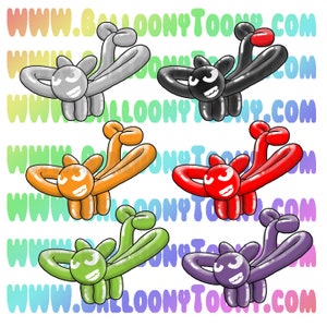 Juan Gonzales Dragon Balloon Animal 7 Image Bundle -Balloon Menu Clipart -Specjalne wydruki balonów na LaRocks.com