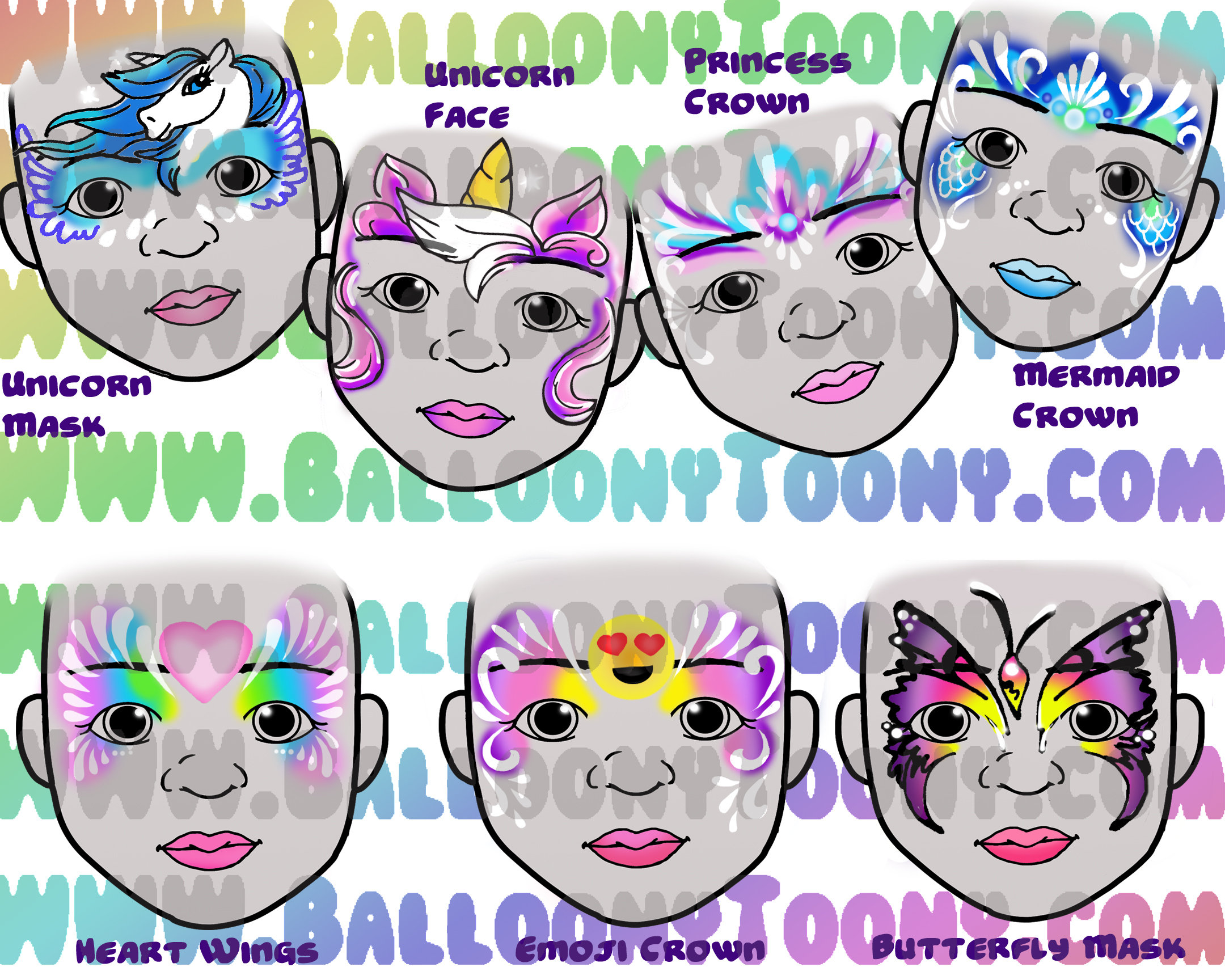 FACE PAINT MENU Pretty Faces 8 Image Bundle Face Painting Etsy UK