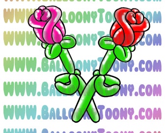 Flower Roses Bundle - Balloon Animal Image - Balloon Menu Clipart