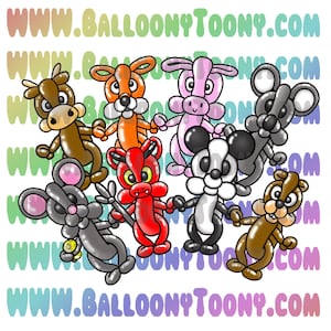 Tony Twist Loop-The-Loop style Balloon Animal Images BUNDLE - Balloon Menu Clipart