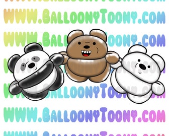 Chibi Bears Balloon Animal 4 Image BUNDLE - Balloon Menu Clipart - Balloon Animal Clip Art