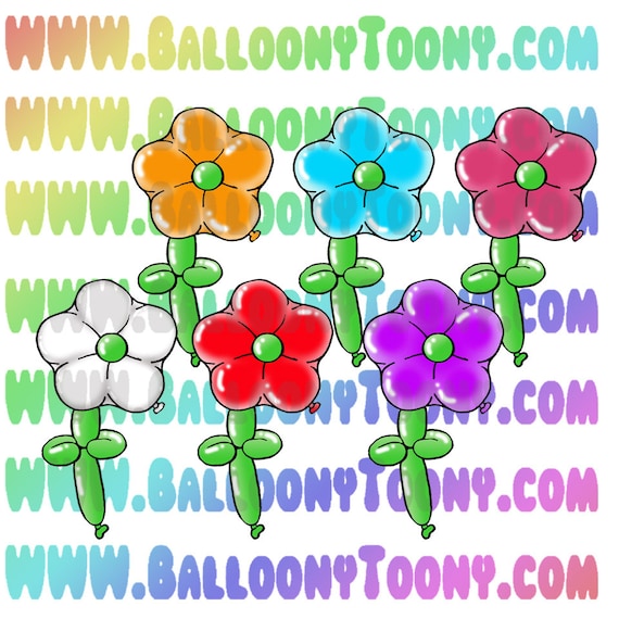 FLOWER geo Blossom Balloon Animal Images BUNDLE Balloon Menu Clipart 