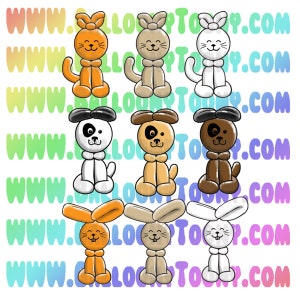 Link-O-Loon Zwierzęta Balonowe Zwierzęta 14 Obraz PAKIET - Menu Balonowe Clipart- WYPRZEDAŻ Specjalny wydruk Link-O-Loons na LaRocks.com