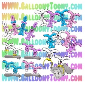 Zestaw 35 zdjęć balonów w kształcie króliczka - Clipart balonowy - ZESTAW Specjalnie wydrukowanych balonów autorstwa Corinne Sparkles na LaRocks.com