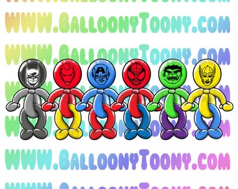 Loopy Loop Charaktere - Super Heroes - Ballon Tier 8 Bild BUNDLE - Ballon Menü Clipart