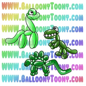 DINO MADNESS Balloon Animal Images BUNDLE - Balloon Menu Clipart