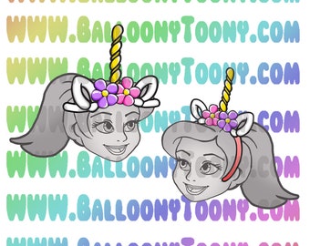 Unicorn Horn Headband or Hat Balloon Animal 11 Image Bundle - Balloon Menu Clipart - Balloon Animal Clip Art