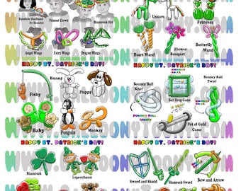 PATTY'S FUN BUNDLE - 6 Page Menu - 44  images - Balloon Menu Clipart - Balloon Animal Art