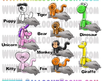 Festival Wearable Animals Menu Balloon Animal 10 image BUNDLE - Balloon Menu Clipart - Special Print balloons at LaRocks.com