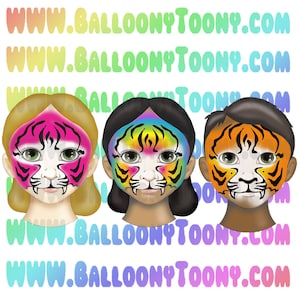 FACE PAINT MENU Tiger Mask 48 Images Bundle - Face Painting Menu Clipart Images