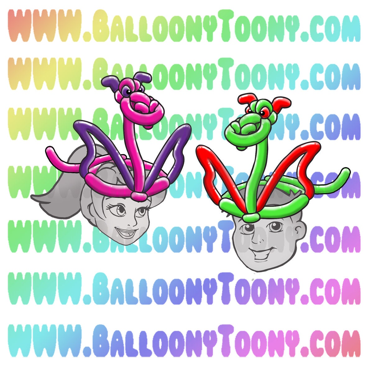 Dragon Hat Balloon Animal (With and without wings) 11 Images Bundle - Balloon Menu Clipart- Custom Balloon Animal Clipart