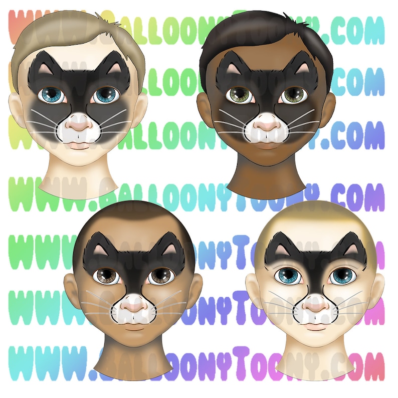 FACE PAINT MENU Black Cat Face Paint - 9 Image Bundle - Face Painting ...
