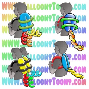 Jet Pack Backpack Variety Pack Balloon Animal 12 Image Bundle - Balloon Menu Clipart