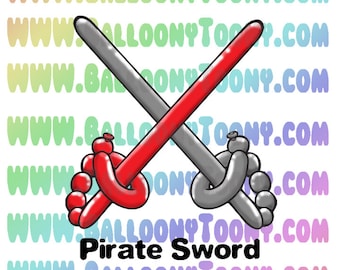 Pirate Swords (Two Ways) Balloon Animal 8 Images BUNDLE - Balloon Menu Clipart - Balloon Animal Clip Art