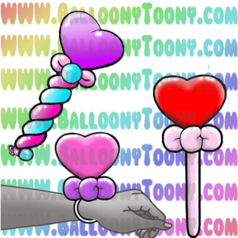 Heart Wand and Bracelet Variety BUNDLE - Balloon Animal Image Download (NOT A TUOIRIAL) - Balloon Menu Clipart - Balloon Animal Clipart image 1