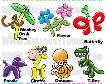Jonathan Arthurs Fabric Print- 8 Images BUNDLE- Balloon Menu Clipart para ir con Jonathan Arthurs fabric- facebook.com/entertainercostumesuk