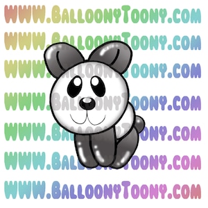 Specjalny wydruk Juana Gonzalesa przedstawiający niedźwiedzia pandę na balonie - balonowe menu Clipart - Specjalne wydruki w LaRocks.com