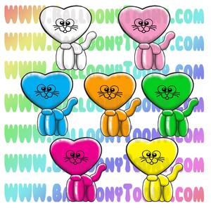 Serce Kotek Balon Zwierzę 10 Obrazów PAKIET - Menu Balonów Clipart - Zawiera Specjalne Drukowane Balony z LaRocks.com