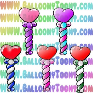 Heart Wand and Bracelet Variety BUNDLE - Balloon Animal Image Download (NOT A TUOIRIAL) - Balloon Menu Clipart - Balloon Animal Clipart image 4