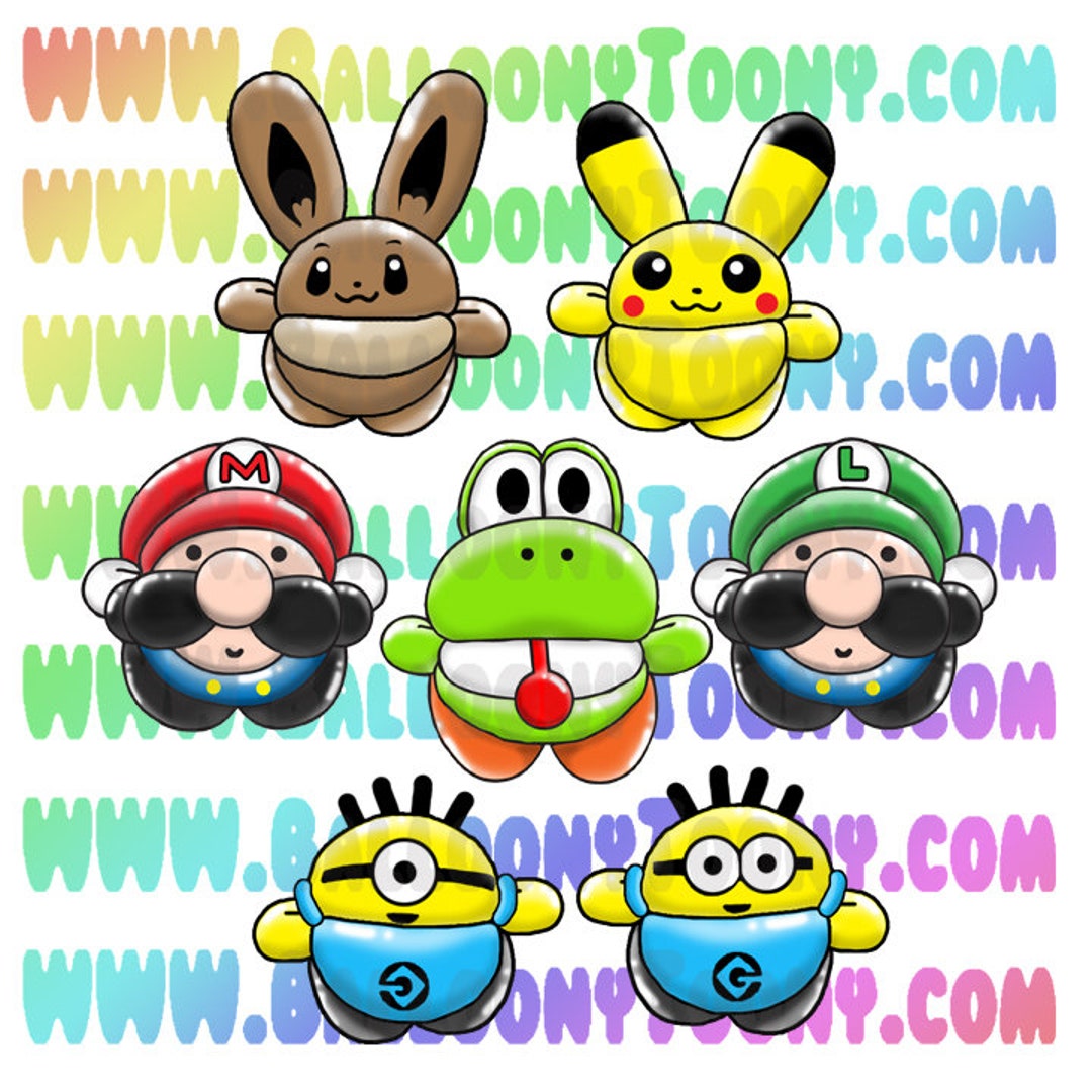 Chibi Pop Culture Balloon Animal 10 Image BUNDLE - Balloon