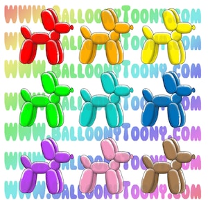 Basic Dog (2 versions) Balloon Animal 21 Images BUNDLE - Balloon Menu  Clipart - Balloon Clipart