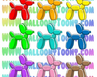 Basic Dog (2 versions) Balloon Animal 21 Images BUNDLE - Balloon Menu  Clipart - Balloon Clipart