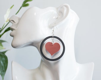 Geometric Heart Statement Soft Silicone Earrings : Lightweight, Vegan and Hypo-Allergenic